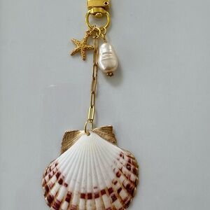 Scallop Seashell Bag Charm or Keychain